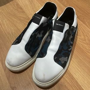 Karl Lagerfeld Paris Laceless Camo Patterned Leather Sneaker